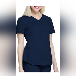Scrubstar NEW Blue Plus Size V-Neck Scrub Top Stretch 2XL Two Pocket Side Slits